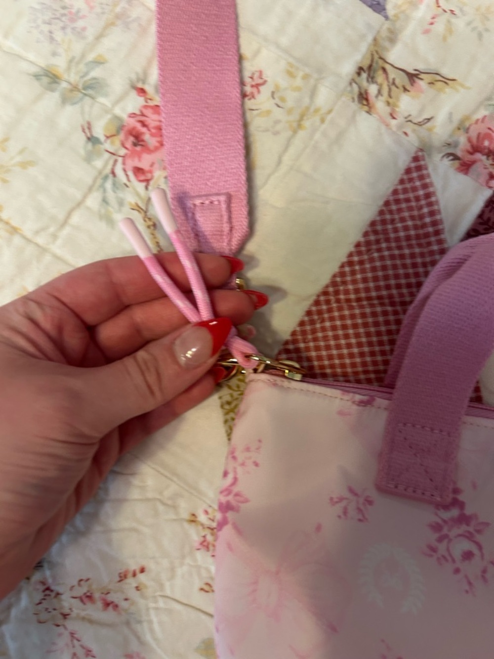 Pink love shack fancy collab mini purse rose print - Picture 2 of 6